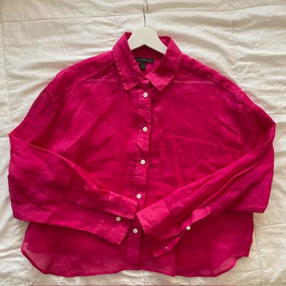 Banana Republic Sheer Hot Pink Shirt - Picture 3 of 6